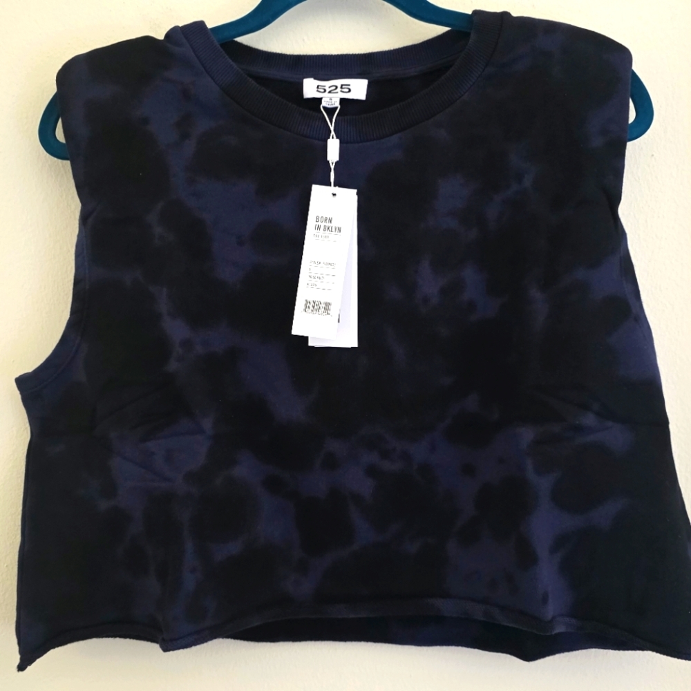 525 America Women's Tie-Dye Sleeveless Padded Crop Top In Indigo Multi